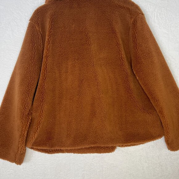 Gap Women's Sherpa Teddy Jacket Aragan Oil Brown Fall Neutral Fuzzy Gilmore Girl - Picture 14 of 15